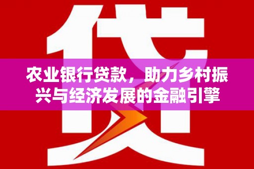 杂多农业银行贷款，助力乡村振兴与经济发展的金融引擎