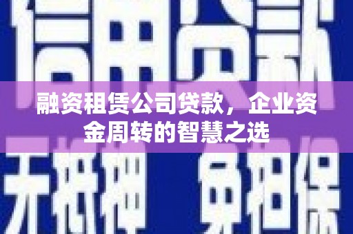 杂多融资租赁公司贷款，企业资金周转的智慧之选