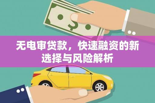杂多无电审贷款，快速融资的新选择与风险解析