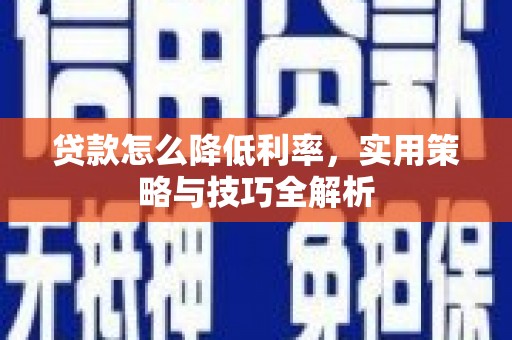 杂多贷款怎么降低利率，实用策略与技巧全解析