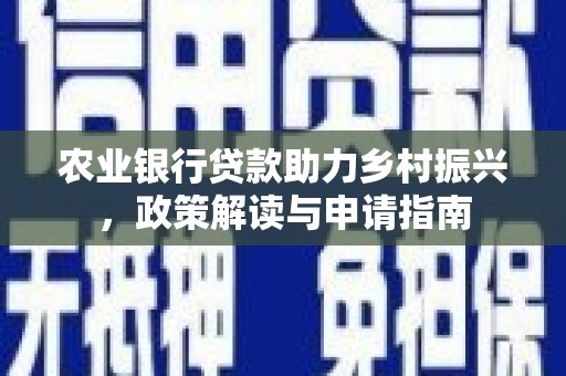 杂多农业银行贷款助力乡村振兴，政策解读与申请指南