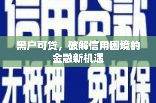 杂多黑户可贷，破解信用困境的金融新机遇