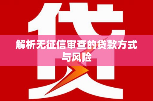 杂多解析无征信审查的贷款方式与风险