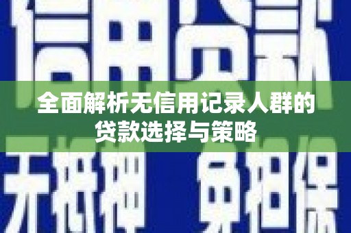 杂多全面解析无信用记录人群的贷款选择与策略